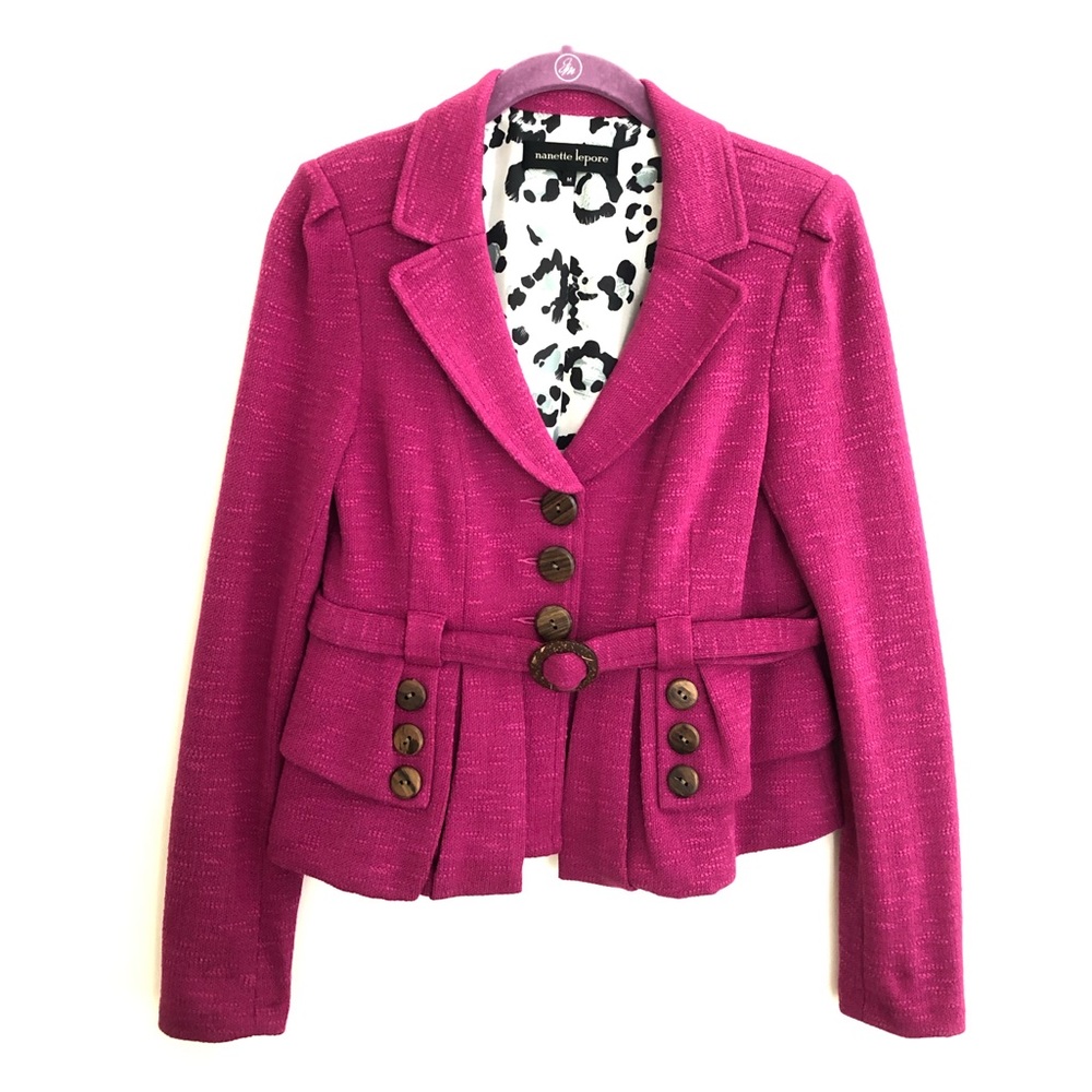 NWT Nanette Lepore Woven Joy Hunt 4 Jacket Magenta
